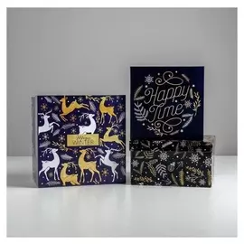 Набор подарочных коробок 3 в 1 «Новогодний», 18 × 18 × 10‒22 × 22 × 12 см