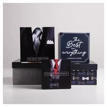 Набор подарочных коробок 5 в 1 «Джентельмен», 14 × 14 × 8‒22 × 22 × 12 см