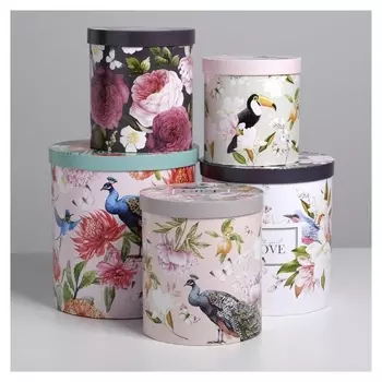 Набор подарочных коробок 5 в 1 Flowers, 13 × 14‒19.5 × 22 см