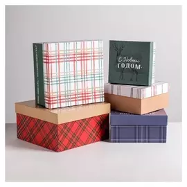 Набор подарочных коробок 5 в 1 «С новым годом», 14 × 14 × 8 - 22 × 22 × 12 см