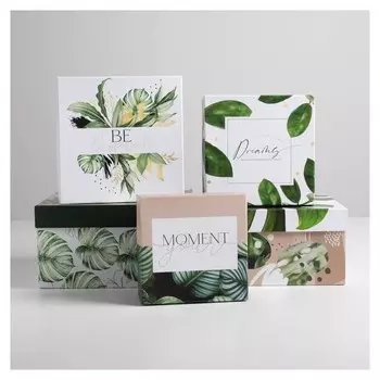 Набор подарочных коробок 5 в 1 «Тропический», 14 × 14 × 8‒22 × 22 × 12 см