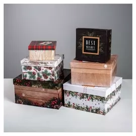 Набор подарочных коробок 6 в 1 «Деревянный», 10 × 10 × 6‒20 × 20 × 11 см