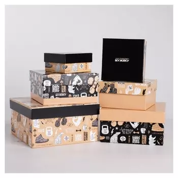 Набор подарочных коробок 6 в 1 «Мужской крафт», 10 х 10 х 6 - 20 х 20 х 11 см