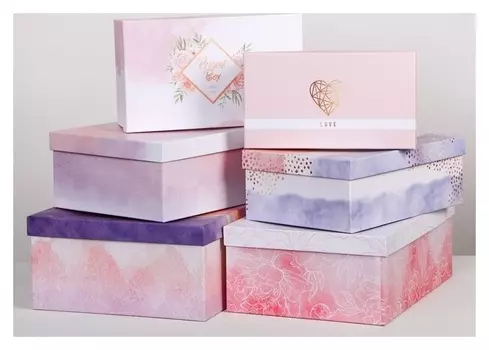 Набор подарочных коробок 6 в 1 «Нежно‒розовый», 22.5 × 12.5 × 7.5‒34.5 × 25 × 12.5 см