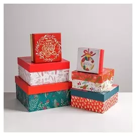 Набор подарочных коробок 6в1 Happy New Year, 10 × 10 × 6 - 20 × 20 × 11 см