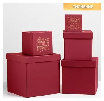 Набор подарочных коробок распадающихся 5 в 1 «Подарок», 9 × 9 × 9‒21 × 21 × 21 см