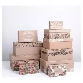Набор подарочных крафтовых коробок 10 в 1 «Ботаника», 12 × 7 × 4 - 32.5 × 20 × 12.5 см