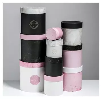 Набор подарочных круглых коробок 10 в 1 "Мрамор" 10 х 10 - 25 х 25 см