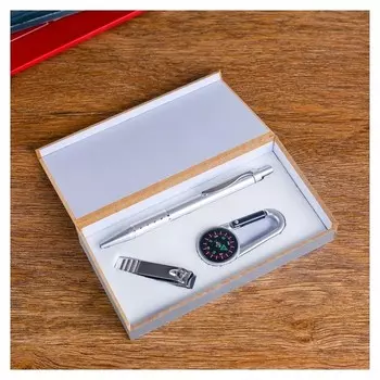 Набор подарочный 3в1 (Ручка, кусачки, карабин-компас)