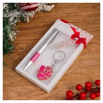 Набор подарочный 3в1 (Ручка, заколка, брелок)