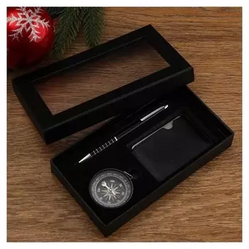 Набор подарочный для мужчины 3в1 Ручка, компас, карта выживания