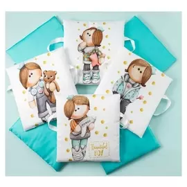 Набор подушек крошка Я "Принц Тим" цв. белый/мятный 35*35 см-8 шт, сатин