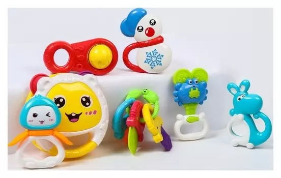 Набор погремушек «Радость малыша», с эластичными деталями, 7 шт
