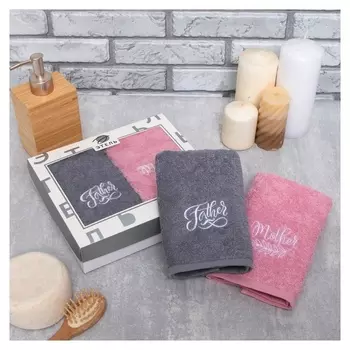 Набор полотенец этель Father&amp;mother 30х60 см-2 шт, 100% хлопок, 340г/м2