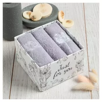 Набор полотенец этель Flowers 30х30 см-3шт, 100% хлопок 340 г/м2