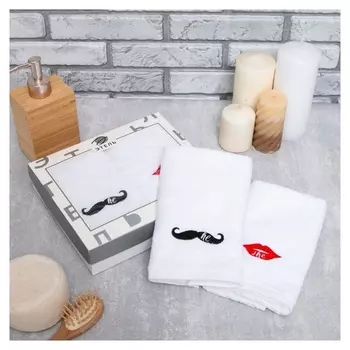 Набор полотенец этель Kiss 30х60 см-2 шт, 100% хлопок, 340г/м2