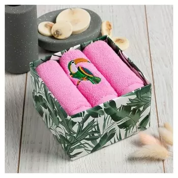 Набор полотенец этель "Попугай" 30х30 см-3шт, 100% хлопок 340 г/м2