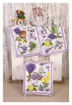 Набор полотенец Domovita лаванда БМ ,вафля 170 гр/м, 45х60 см 3шт (В пакете), хл100%