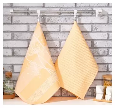 Набор полотенец "Этель" одуванчики 40х60см- 2шт.,цвет бежевый, 200г/м2, 100% хл