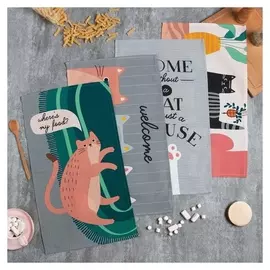 Набор полотенец кух. доляна Domestic Cats 35х60 см - 4 шт, 100% хл