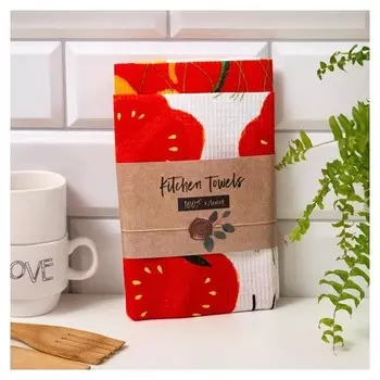 Набор полотенец кух. "Доляна" Love Vegan 35х60см-2шт, 100% хл