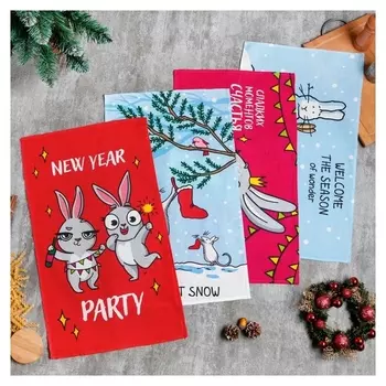 Набор полотенец кух. доляна New Year Party 35х60 см - 4 шт, 100% хл