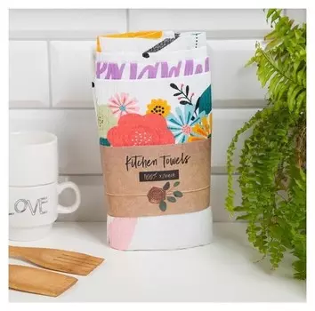 Набор полотенец кух. доляна «Пасхальные зайчики» 35х60см-4 шт, 100% хл, вафля 160 г/м2