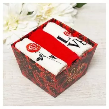 Набор полотенец "Love" 30х30 см-3шт, 100% хлопок 340 г/м2