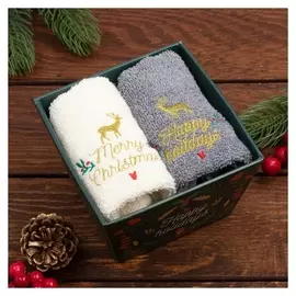 Набор полотенец "Merry Christmas" 30х60 см-2шт, 100% хлопок 340 г/м2