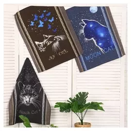 Набор полотенец рогожка «Лунный кот» (В пакете) размер 45х60см 3шт, 170г/м² 100% хлопок