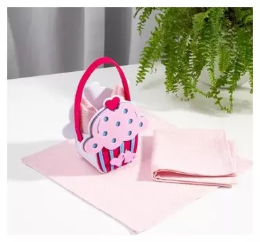 Набор полотенец в корзинке «Сладкоежка» 30х30 см