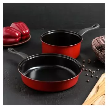 Набор посуды, 2 предмета : ковш 18 см, сковорода 24 см