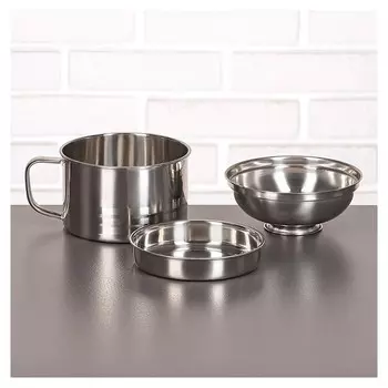 Набор посуды «Турист» 3 шт: кружка 1,35 л, миска 650 мл, тарелка 300 мл