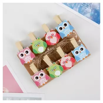 Набор прищепок 3,6 см "Совушки", 8 шт