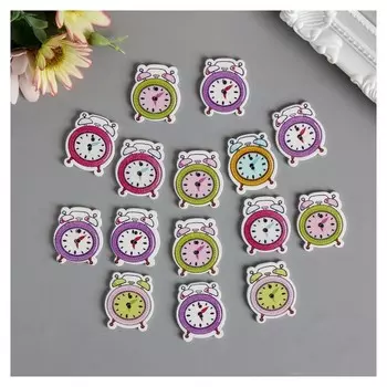 Набор пуговиц декоративных дерево "Будильник" набор 15 шт 2,7х2,5 см