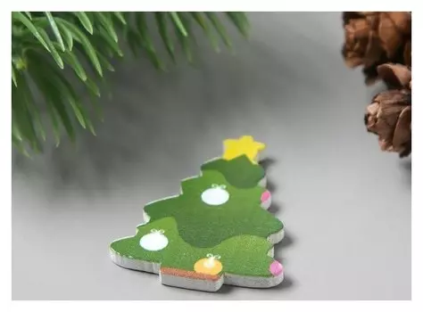 Набор пуговиц декоративных дерево "Ёлочка пэчворк" набор 15 шт 3,5х2,5 см