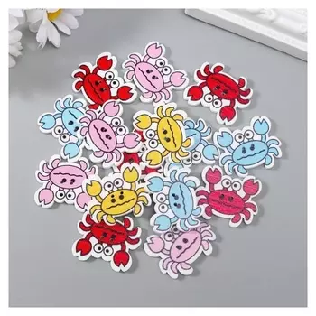 Набор пуговиц декоративных дерево "Крабик" набор 15 шт 2,5х3 см