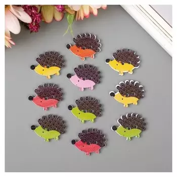 Набор пуговиц декоративных дерево "Маленькие ёжики" набор 10 шт 1,7х2,3 см