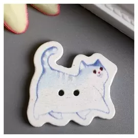 Набор пуговиц для творчества дерево "Котик - важная походка" набор 15 шт 2,5х2,7 см