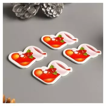 Набор пуговиц для творчества дерево "Новогодний сапог" набор 15 шт 3х2,6 см