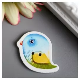 Набор пуговиц для творчества дерево "Птенчик сине-зелёный" набор 15 шт 2,8х2,4 см