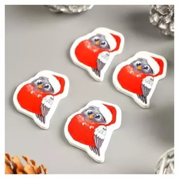 Набор пуговиц для творчества дерево "Снегирь в колпаке" набор 15 шт 3,3х2,8 см