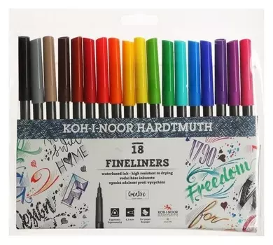 Набор ручек капиллярных 18цв 0,3мм Koh-i-noor Fineliners 7021, пласт/уп