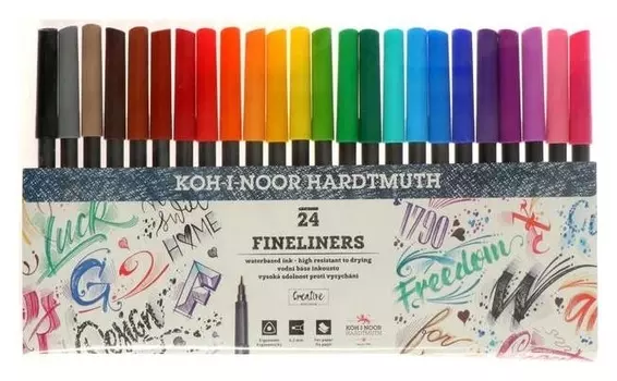Набор ручек капиллярных 24цв 0,3мм Koh-i-noor Fineliners 7021, пласт/уп