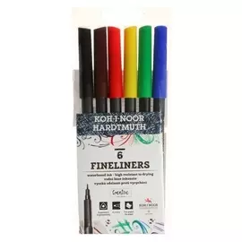 Набор ручек капиллярных 6цв 0,3мм Koh-i-noor Fineliners 7021, пласт/уп
