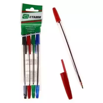 Набор ручек шариковых 4 цвета Оптима