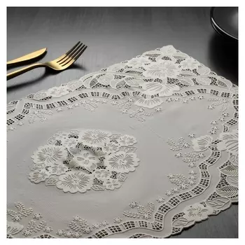 Набор салфеток ажурных доляна «Цветенье», 46×30 см, 4 шт, пвх, цвет бежевый