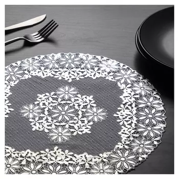 Набор салфеток ажурных доляна «Цветы», 30×30 см, 4 шт, пвх, цвет серебро