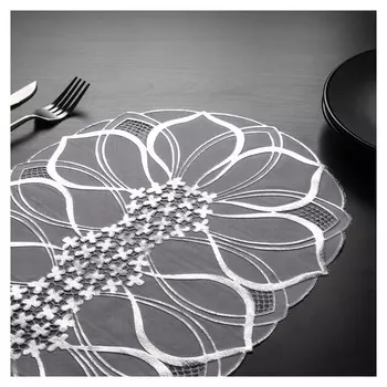 Набор салфеток ажурных доляна «Листья», 46×30 см, 4 шт, пвх, цвет серебро