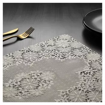 Набор салфеток ажурных доляна «Омелла», 46×30 см, 4 шт, пвх, цвет бежевый